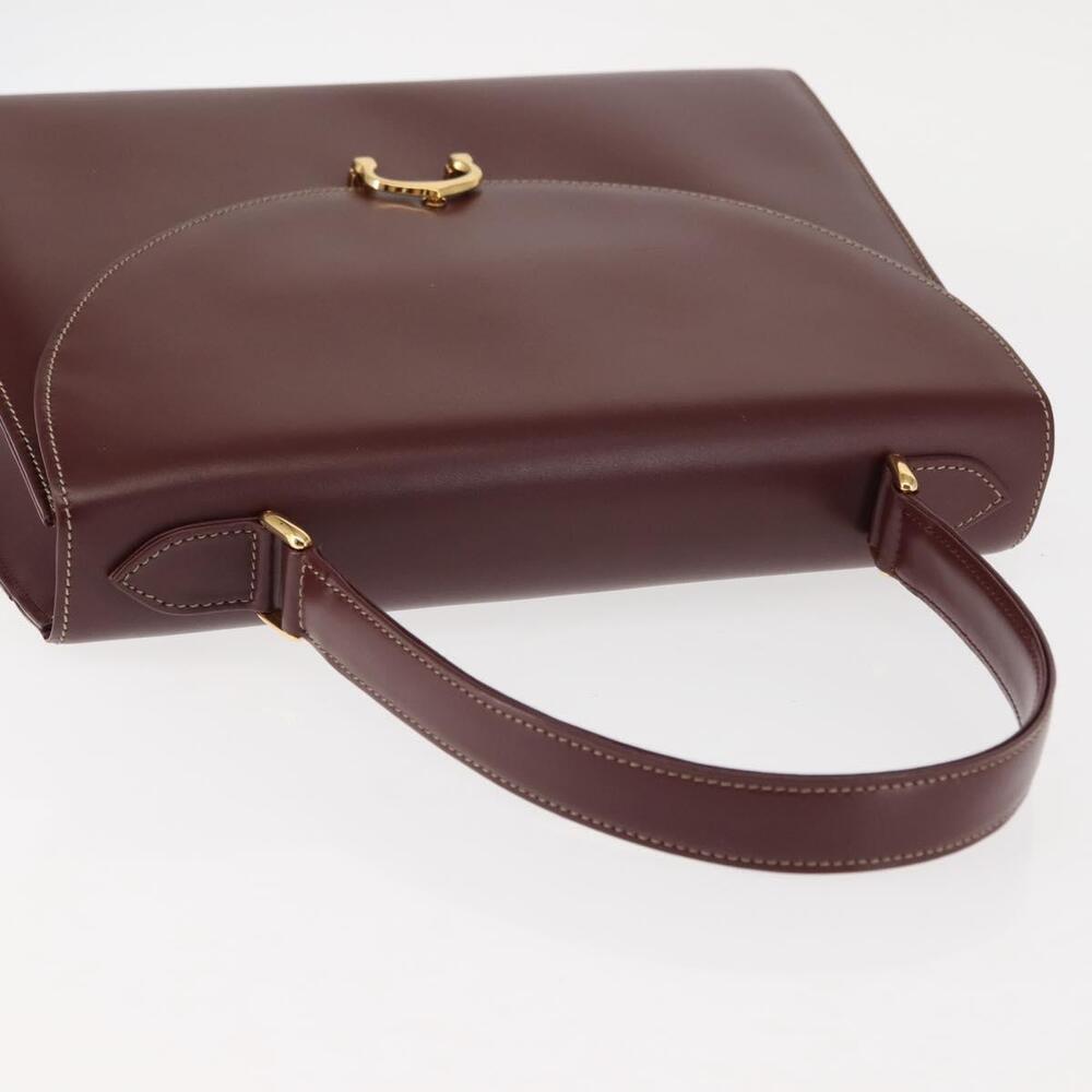 CARTIER Hand Bag Leather Bordeaux Gold Auth 146656 - Picture 6 of 16